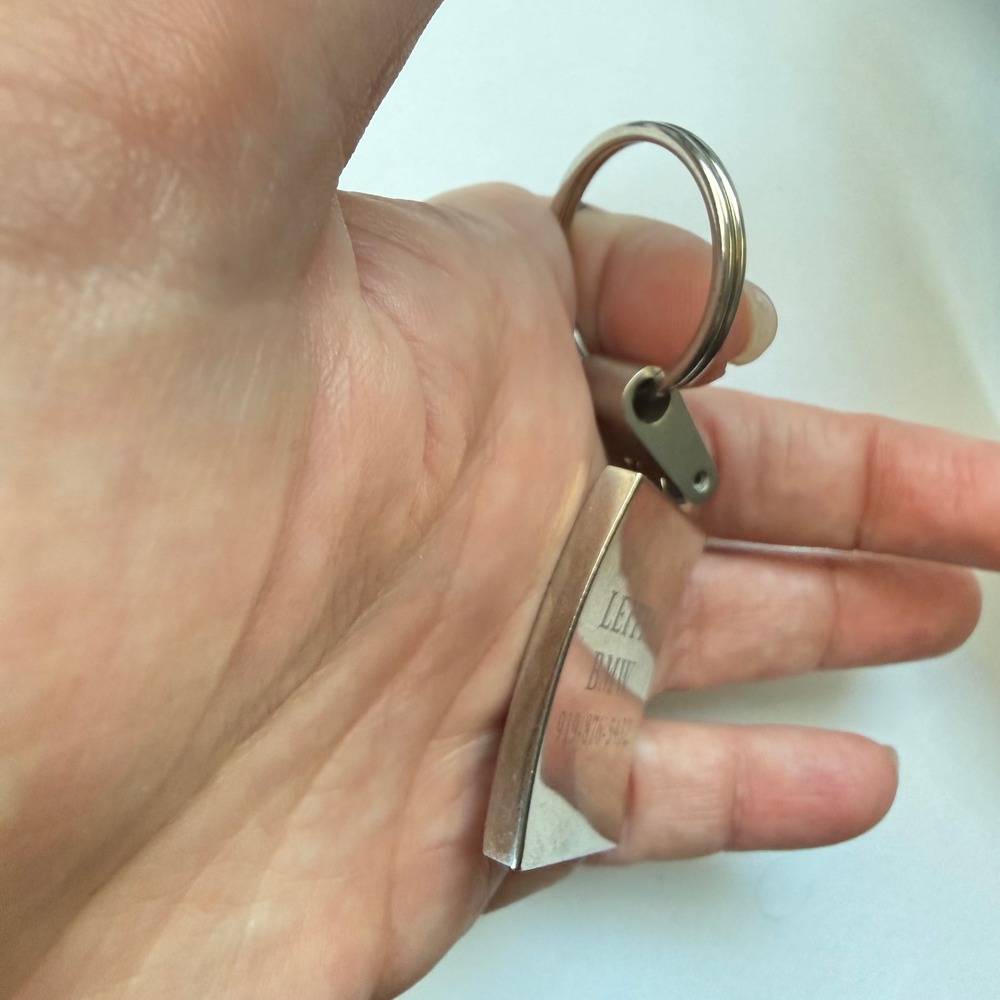 Vintage BMW Advertising Keychain Silver Tone Metal Fob Pendant 919 Area Leith - Picture 5 of 5